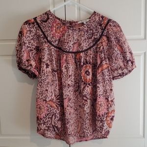 Madewell Yoked-Puff Sleeve Top in Bali Blooms